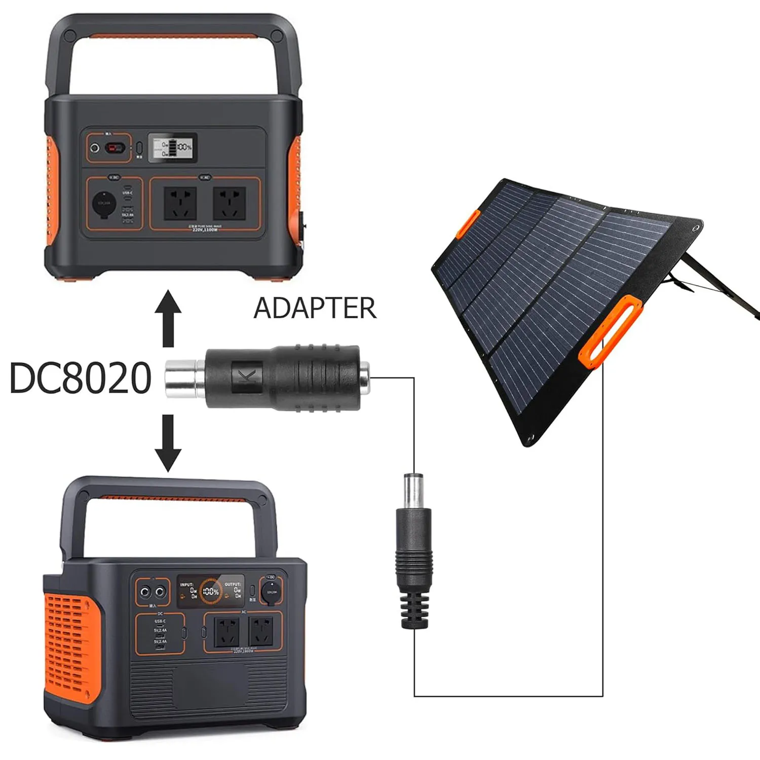 2 uds DC 5,5mm x 2,1mm hembra a DC 8020 adaptador de conector macho para Panel Solar Jackery RV estación de energía portátil generador Solar - imagen 2