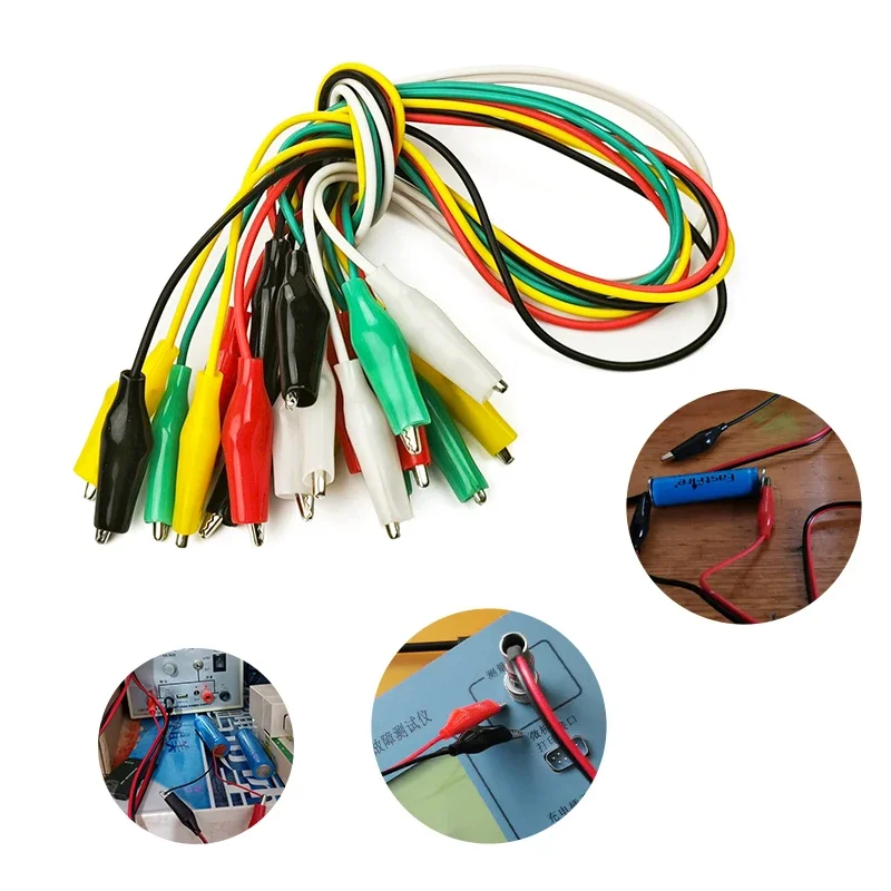 10 Uds Clip de cocodrilo Cables de cocodrilo de doble punta Clip de cocodrilo enchufe de alimentación cable de prueba conectar Cable de línea - imagen 2