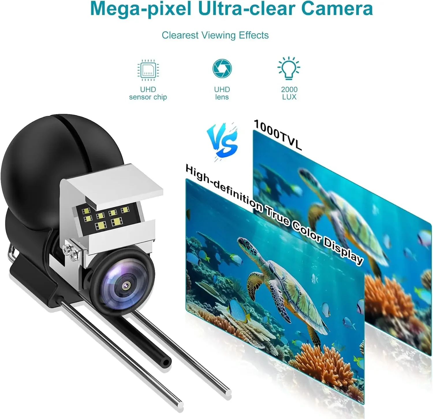 Cámara de pesca submarina, cámara de pesca con luz de visión nocturna infrarroja, buscador de peces portátil con cable de 100 pies, LCD de 5 pulgadas - imagen 2