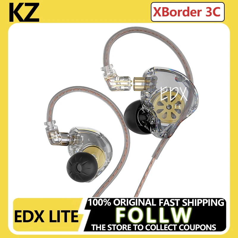 KZ EDX Lite Monitor de escenario auriculares en vivo HIFI con cable en la oreja auriculares dinámicos estéreo bajo deporte música auriculares regalo auriculares para juegos