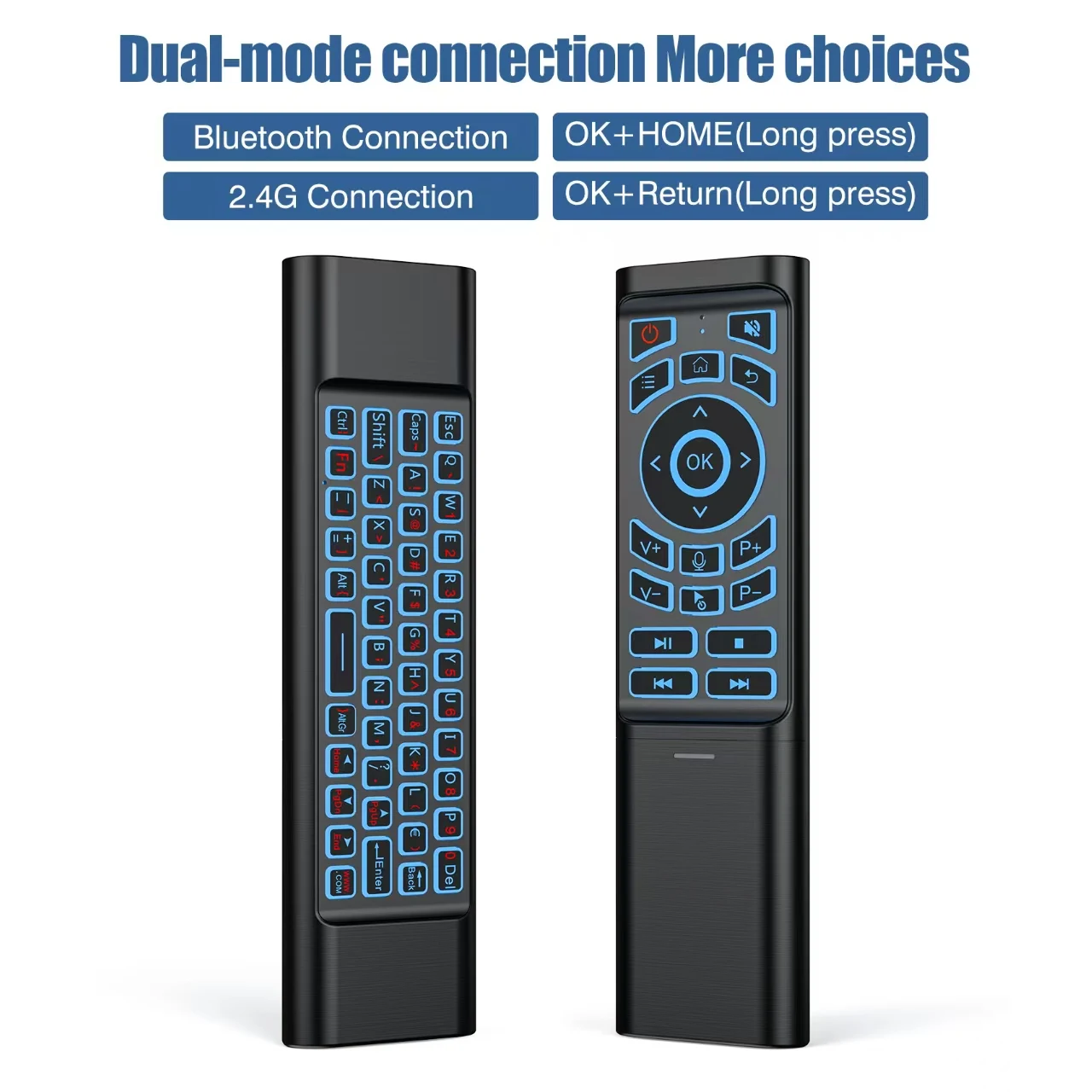 Mini teclado inalámbrico multimodo M3, conjunto de Control remoto, retroiluminado de 7 colores con conexión inalámbrica + 2,4G de doble canal BT para TV box - imagen 3