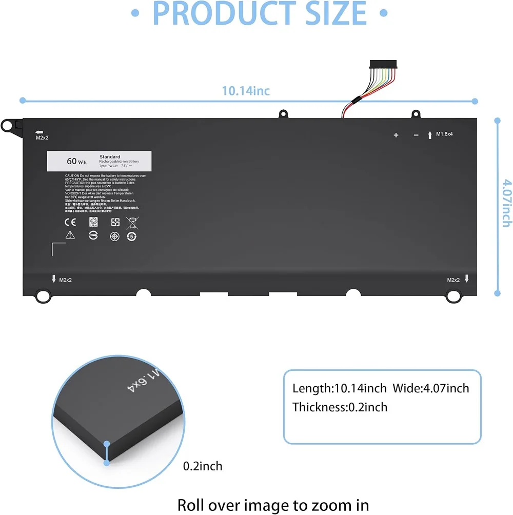 SKOWER 60Wh PW23Y batería del ordenador portátil para Dell XPS 13 9360 9360-D1605T/D1609G/D1705G/D1505G/D1805TG RNP72 TP1GT - imagen 2