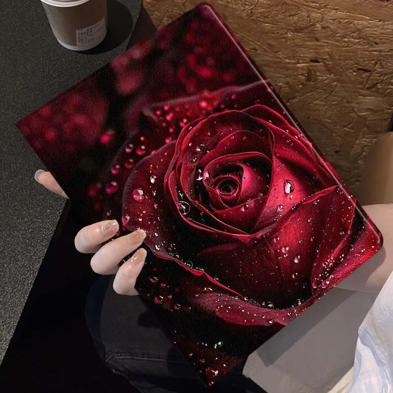 Diseño de flor de rosa roja para Samsung Galaxy Tab S11 S10 S9 S8 S7 S6 A10.1 A9 A8 A7 10,1 Lite FE Plus pulgadas funda para tableta - imagen 3