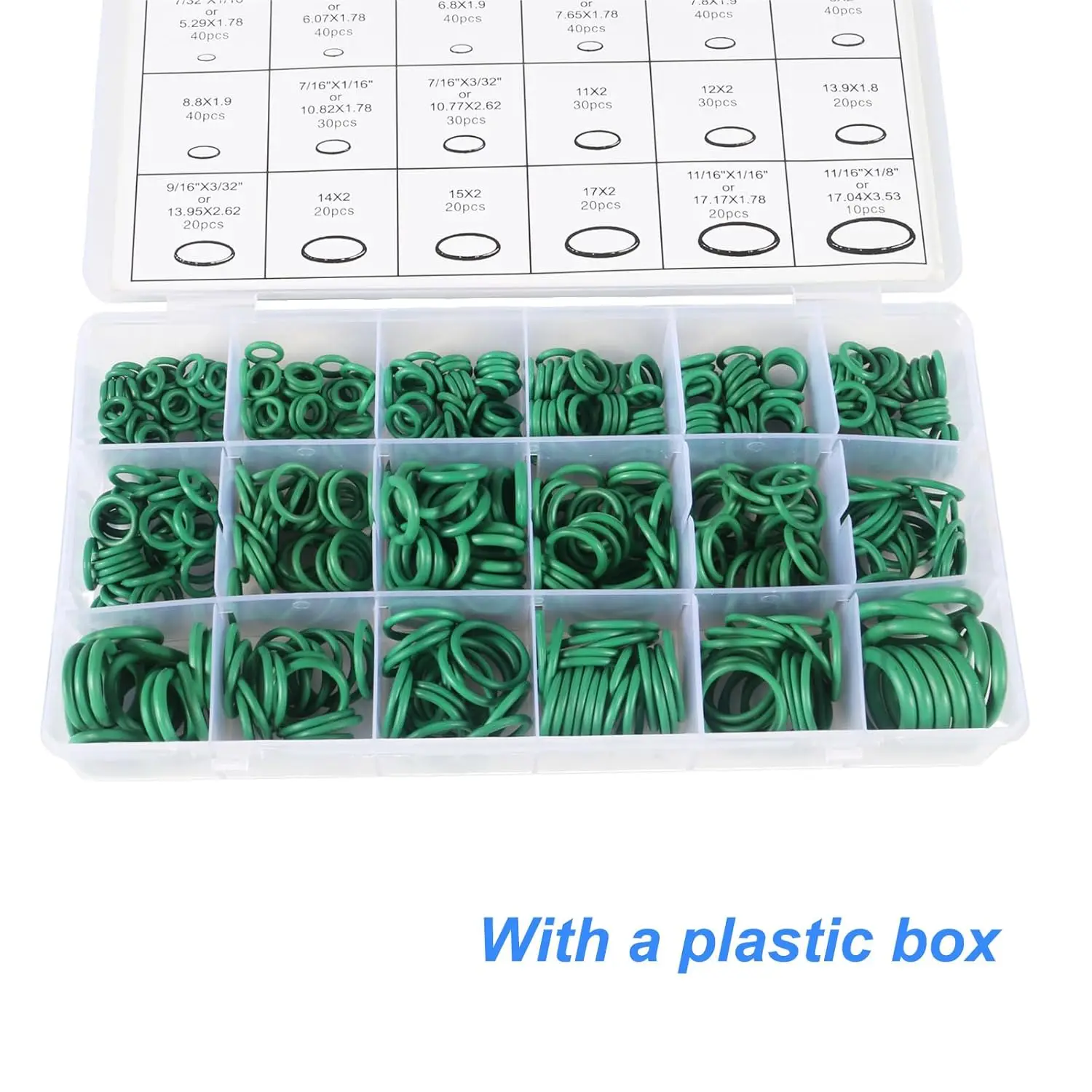 Kit de juntas tóricas de goma, 18 tamaños, junta tórica para reparación de vehículos, Kit surtido de sellos de compresor de aire acondicionado, 530 Uds. - imagen 2