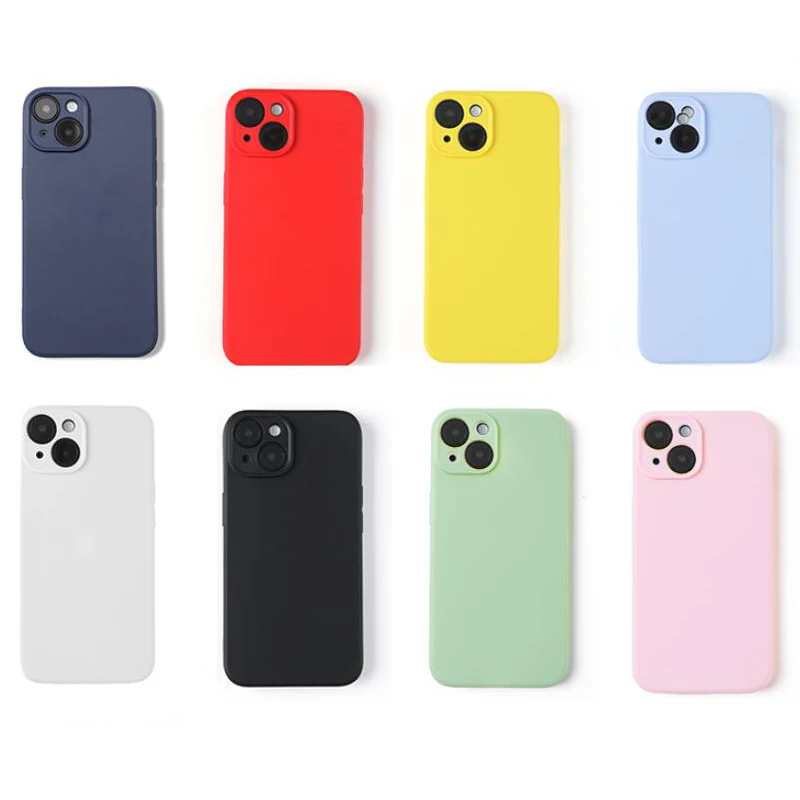 Funda de teléfono de silicona líquida de lujo para iphone 12 13 mini 14 15 16 Plus 17 Air Pro Max Color caramelo funda trasera suave Fundas