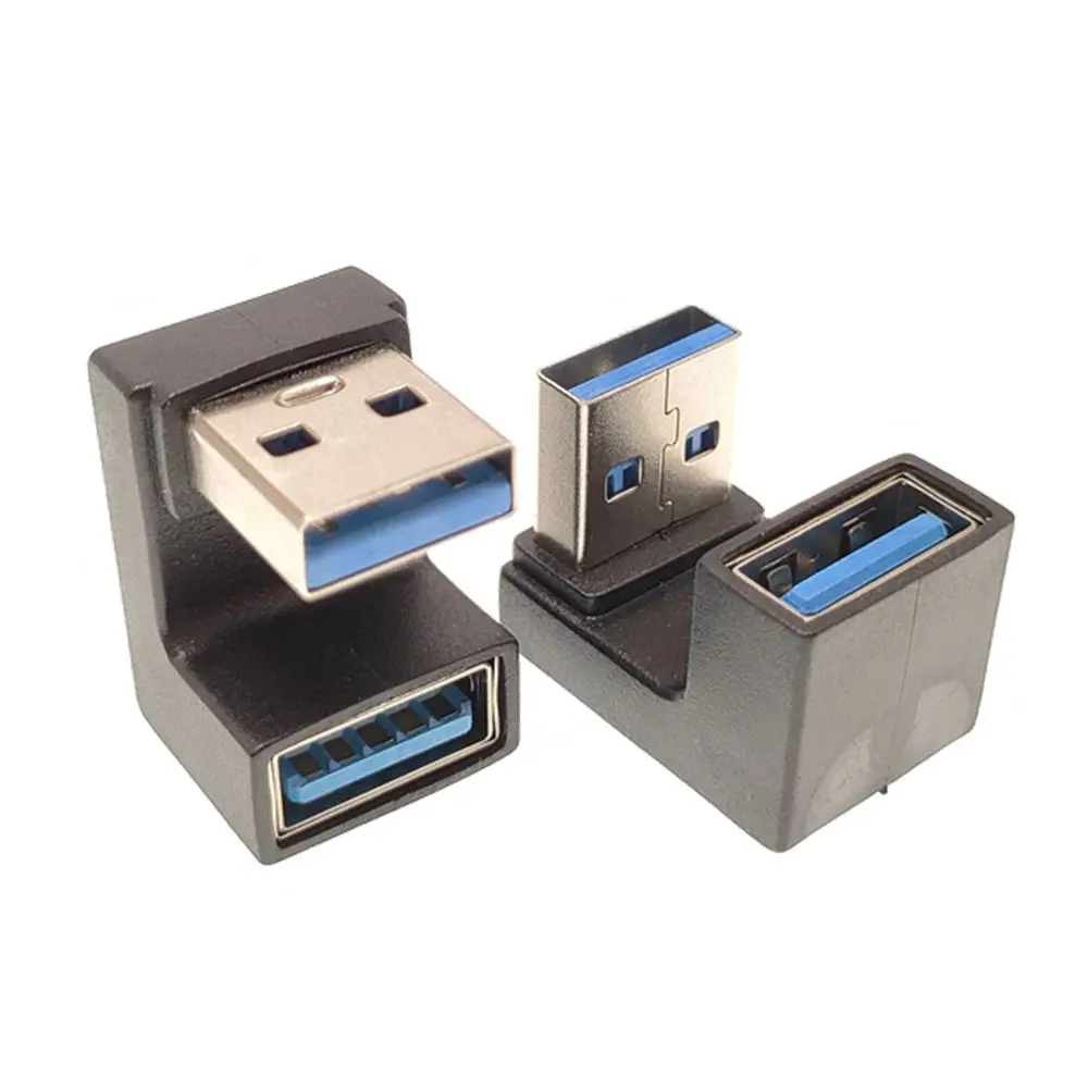 Adaptador de extensión USB 3,0 macho a hembra en ángulo de 180 grados arriba/abajo C5AE para ordenador portátil, convertidor de extensión de cargador USB - imagen 3