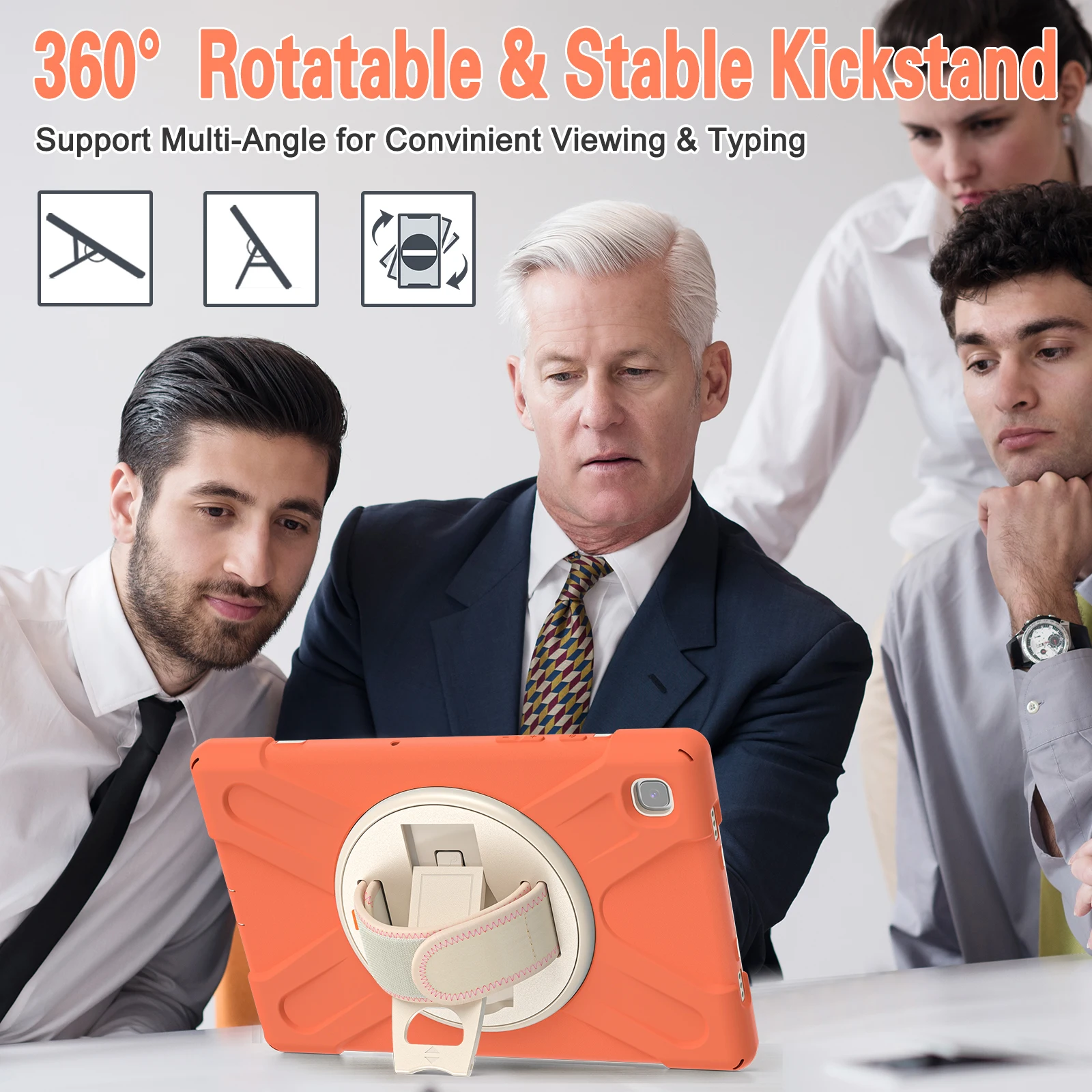 Funda resistente para Samsung Galaxy Tab A7 10,4 2022 2020 SM-T509 T500 T505 T507 360 cubierta con soporte giratorio con correa para mano y hombro - imagen 4