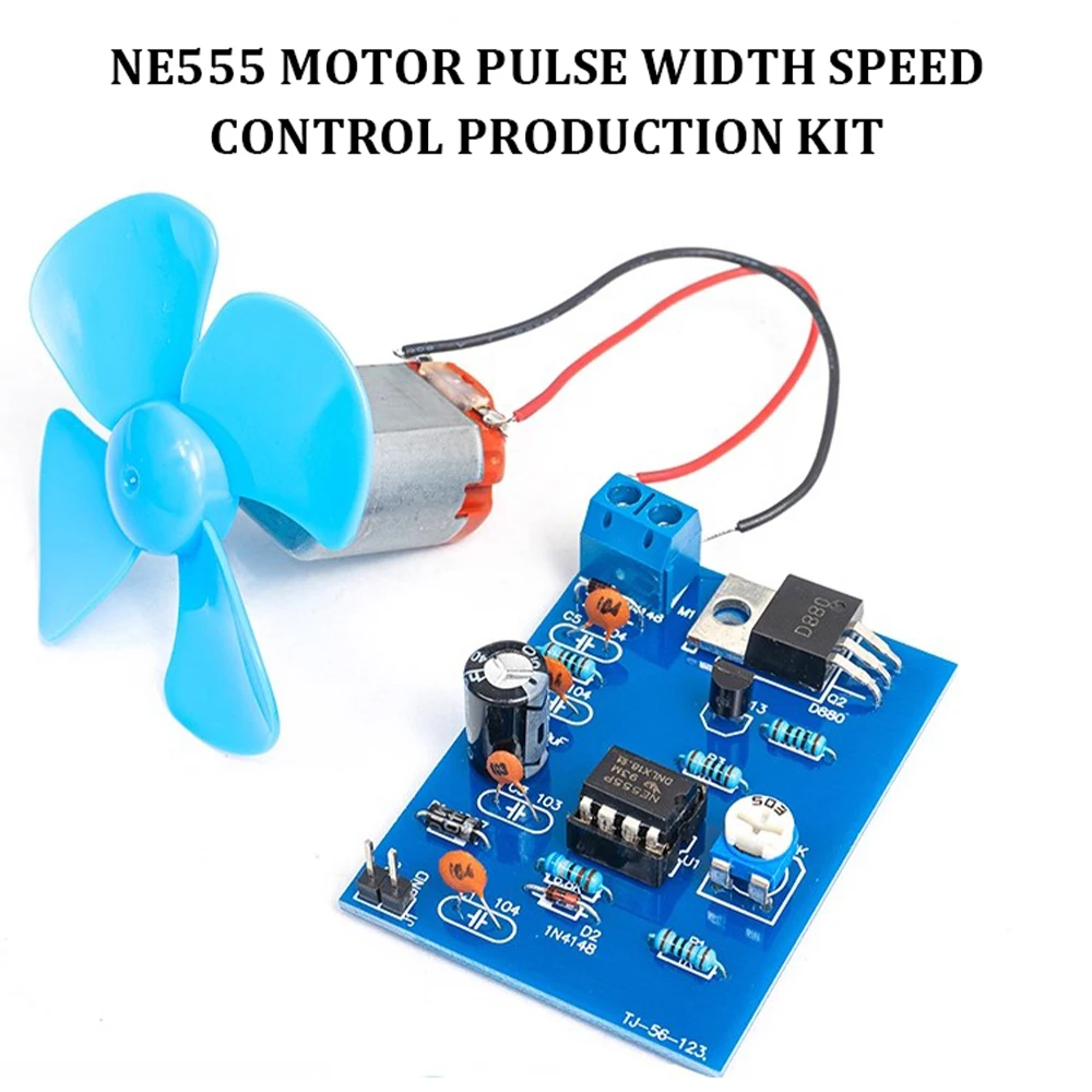DIY NE555 ventilador de Motor Kit de módulo de Control de velocidad de ancho de pulso con caja de batería Kit de proyecto electrónico de soldadura DC 4,5 V - imagen 2