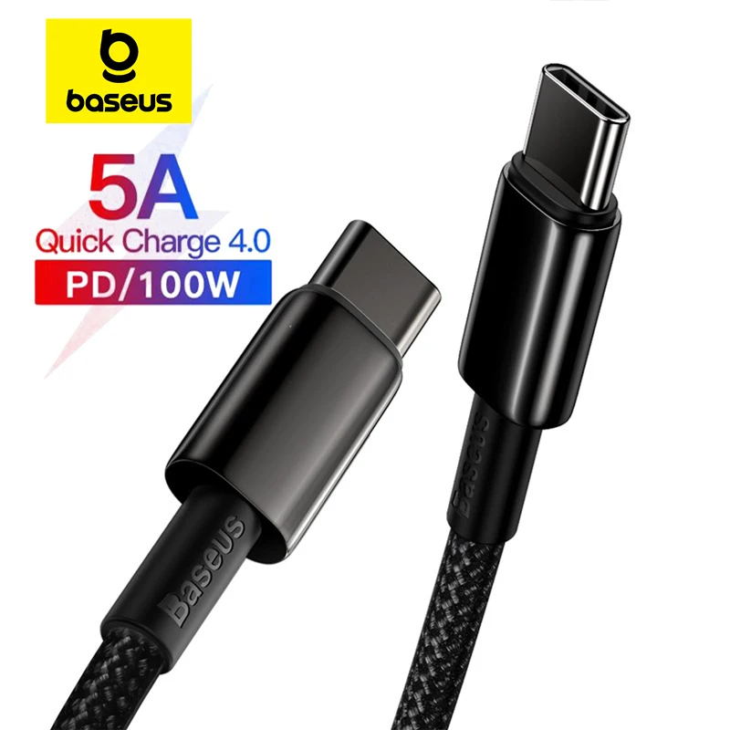 Cable Baseus 100W tipo C para iPhone 15 USB C PD cargador rápido cable para Macbook Samsung Xiaomi tipo C cable USB C