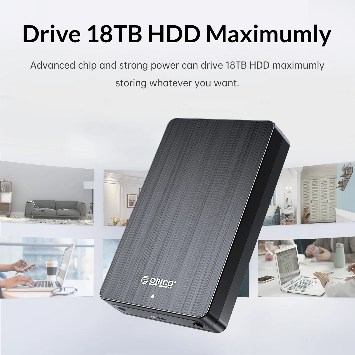 ORICO Caja HDD 3,5 Pulgadas SATA a USB-C - 6 Gbps Con Adaptador 12 V - imagen 2