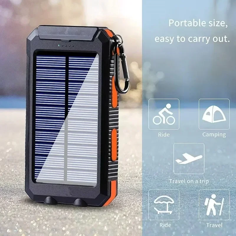 200000 Banco de energía Solar para exteriores, resistente al agua, mAh, USB Dual, cargador de teléfono móvil Solar para viajes al aire libre, bancos de energía solares para acampar - imagen 3