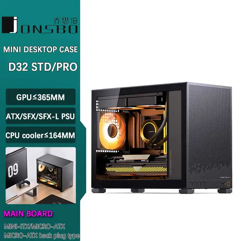 JONSBO D32 STD/PRO versión MINI funda de escritorio para MINI-ITX/M-ATX/M-ATX placa base de inserción trasera compatible con refrigeración por agua de 240mm - imagen 2