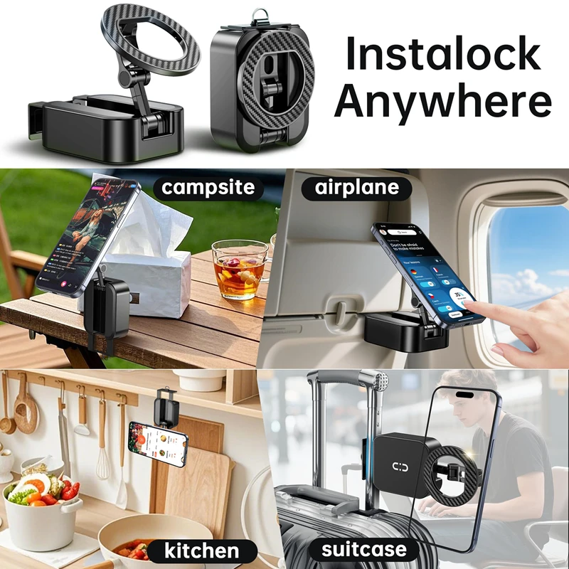 Soporte de teléfono magnético multifuncional de escritorio portátil para viaje, hogar, avión, fuerte adsorción sin sacudidas, 2025 - imagen 5