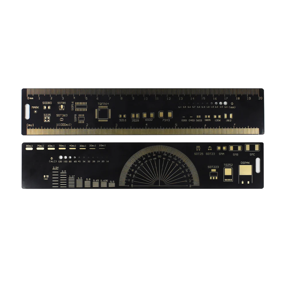 Juego de Herramientas de medición de Transistor de diodo, regla PCB multifuncional, condensador de resistencia, Chip IC SMD, paquete de 15cm, 20cm, 25cm, 1 Juego - imagen 4