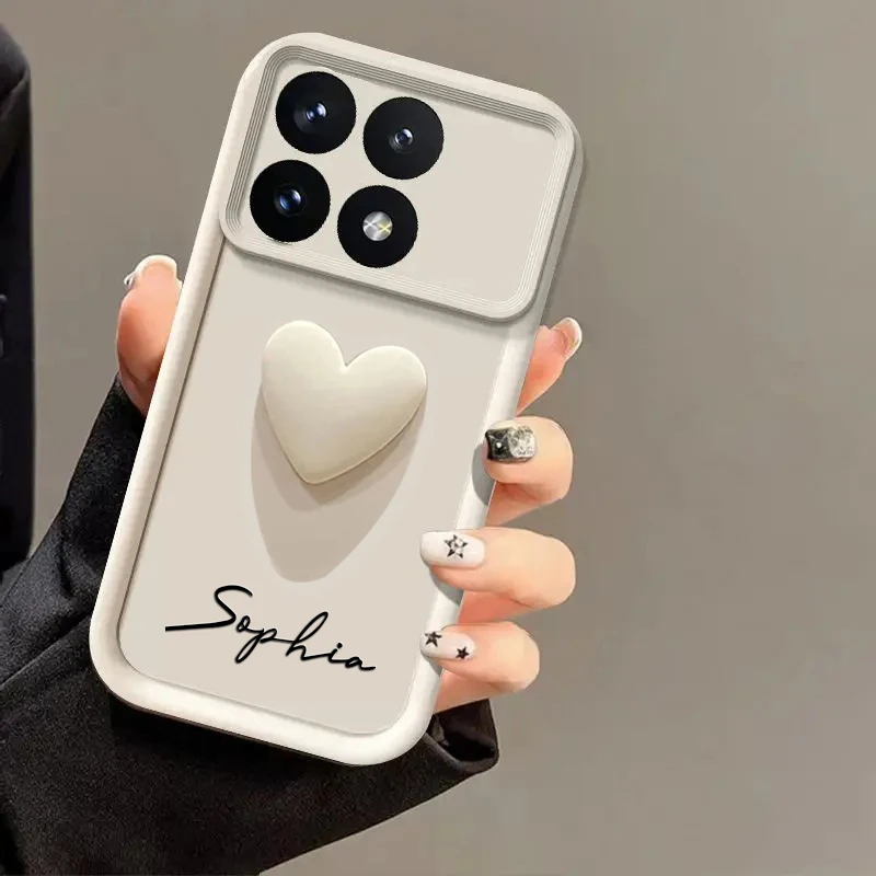 Para Xiaomi Poco X6 Pro 5G funda personalizada con nombre 3D amor corazón caramelo cubierta de parachoques Xiaomi PocoX6 Pro 5G - imagen 3