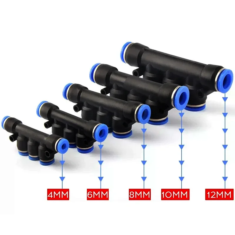 Accesorios neumáticos de aire, conectores de liberación rápida PK 6mm 8mm 10mm 12mm, plástico, 5 vías, accesorio para manguera de aire, piezas neumáticas - imagen 4
