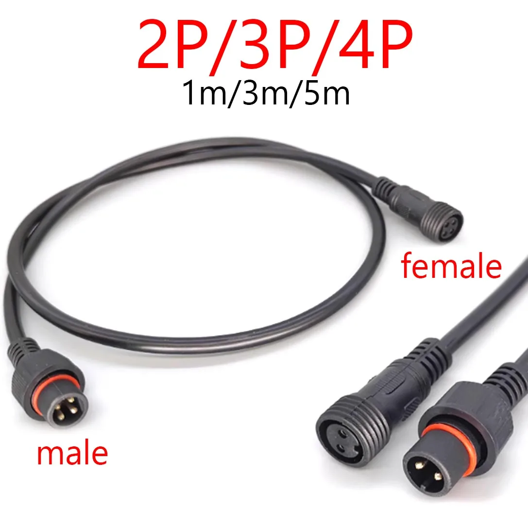 Luz LED CC de 2 pines, 3 pines, 4 pines, con cable de extensión, enchufe macho y hembra, resistente al agua IP67, 100cm, 300cm, 500cm - imagen 2