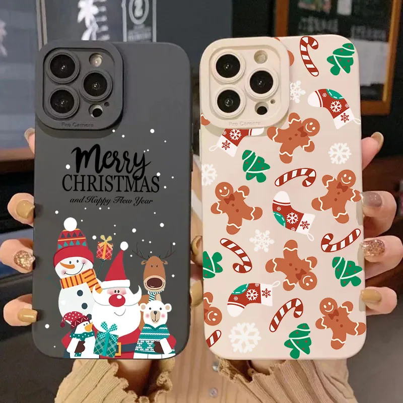 Funda de teléfono de TPU con patrón navideño para Samsung Galaxy A16 A14 A34 A54 A33 S25 S24 S23 Ultra S22 Plus S21 FE, funda suave de silicona
