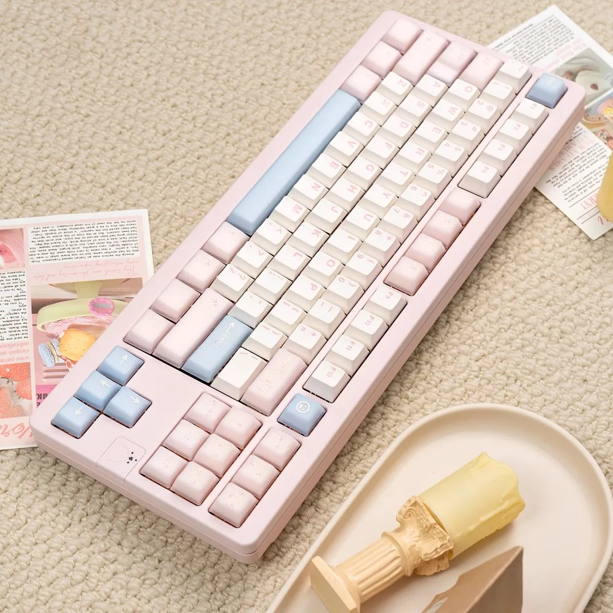 GMK-teclas semitransparentes de color rosa ABS + PBT, teclas subcama de tinte, teclas de perfil de cereza con barra espaciadora 2.25U 2.75U 3U 7U ISO Enter - imagen 4