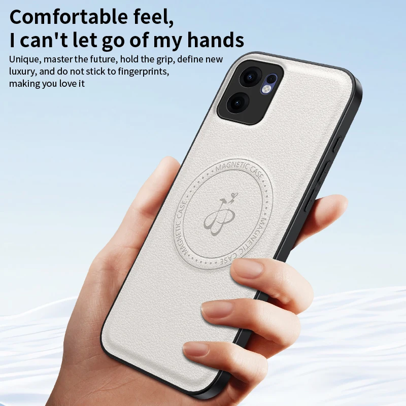 Funda de teléfono de cuero PU con soporte magnético para Magsafe Oppo Reno 13 Pro 13F A5 Pro, cubierta con logotipo de carga inalámbrica - imagen 5