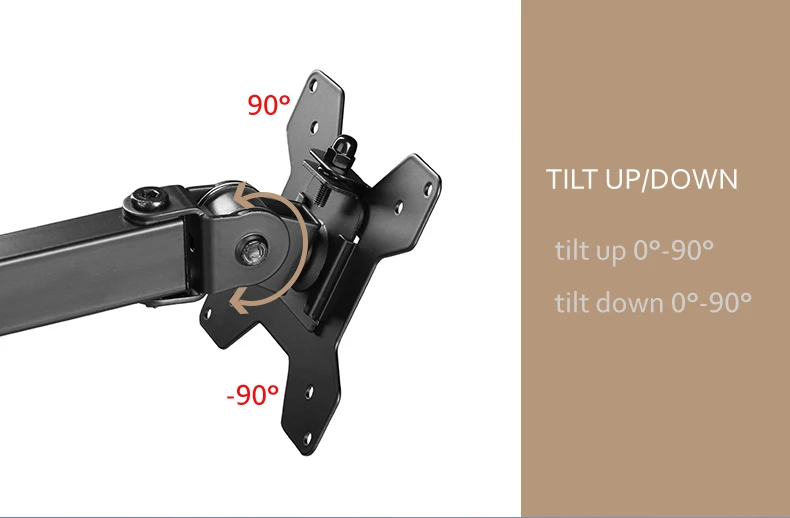Soporte de monitor M051 con base de abrazadera y brazo largo, movimiento completo 360°, para un solo monitor de 10"-27", soporte para PC de 9.9 kg - imagen 5
