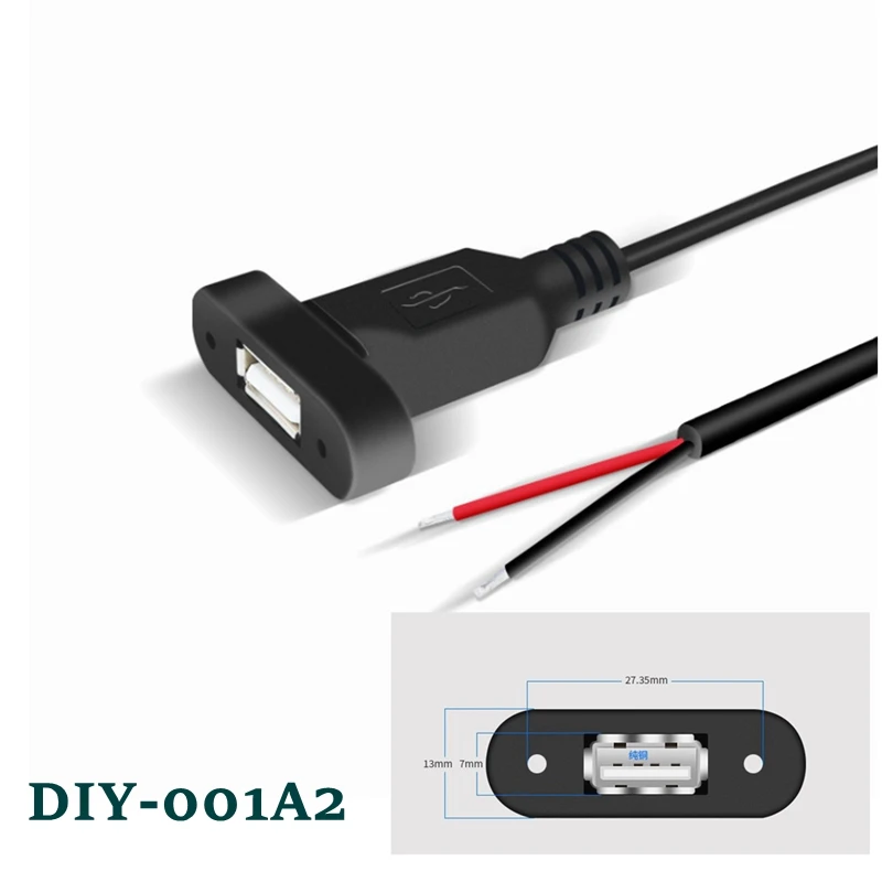 Cable de fuente de alimentación USB de 5V, 2 pines A hembra con orificios de Tornillo de montaje macho de 4 pines, cargador de Cable de carga, Conector de extensión DIY - imagen 3