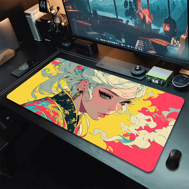 Alfombrilla de ratón grande XXL, alfombrilla de ratón para juegos, alfombrilla de ratón antideslizante para oficina grande, alfombrilla de escritorio para ordenador de 900x400mm, alfombrilla de teclado con estampado HD para chicas de Anime