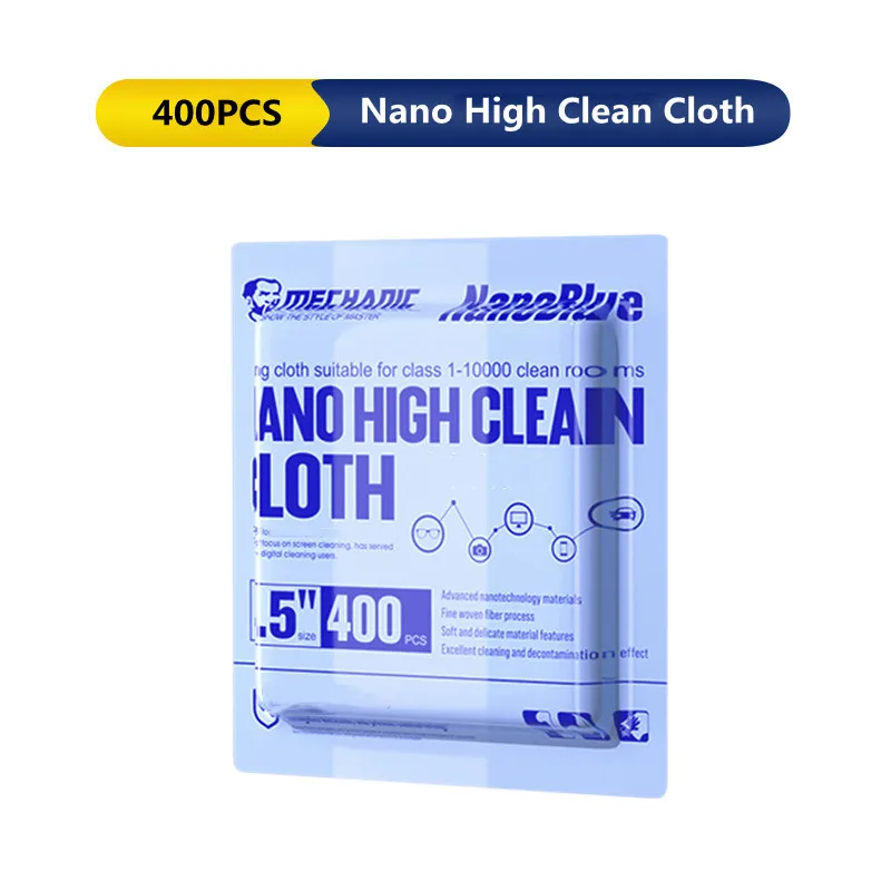 Mecánico 400 Uds Nano paño de limpieza azul/negro para almohadilla de teléfono tableta 4,5 pulgadas pantalla LCD contraportada limpiaparabrisas sin polvo - imagen 2