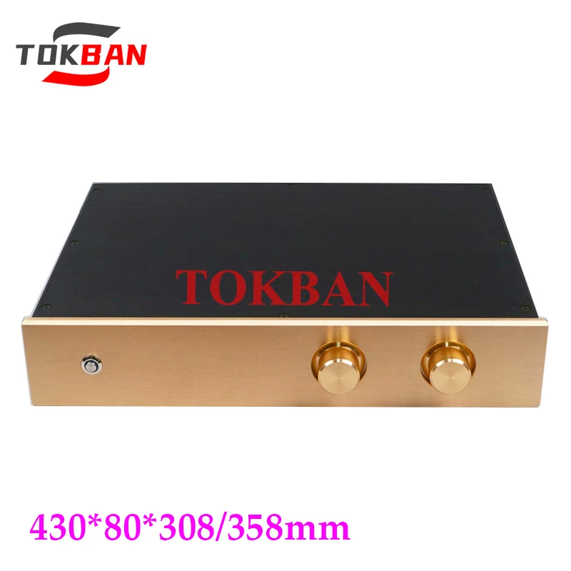 Tokban Audio 4308B 430*80*308/358mm carcasa de chasis amplificador de potencia de aluminio Diy carcasa de preamplificador de alta fidelidad