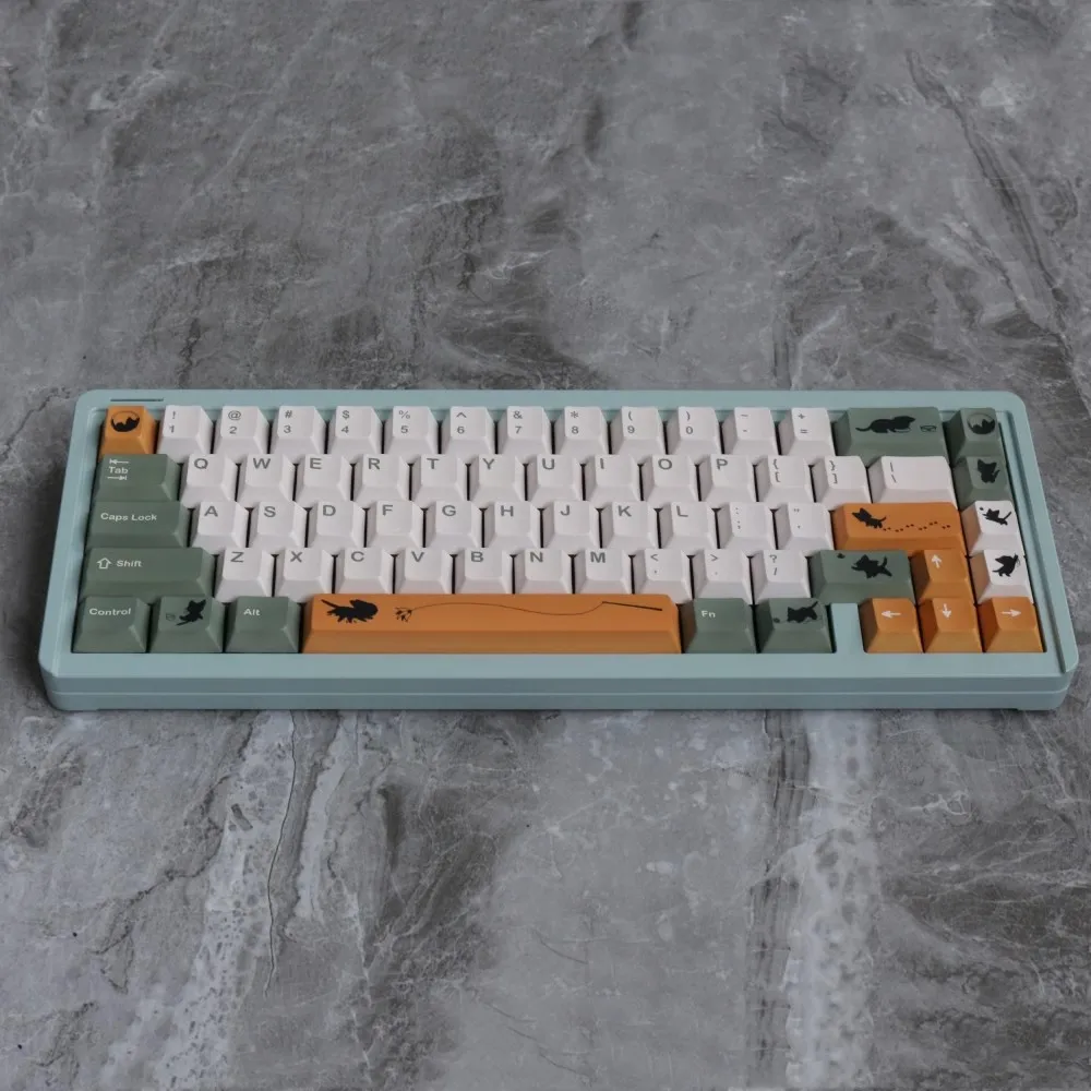 140 teclas GMK Black Shadow Cat Keycaps PBT Dye Subbed Key Caps Cherry Profile Keycap con 2.25U 2.75U 3U 7U barra espaciadora ISO Enter - imagen 3