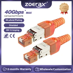 ZoeRax Conector RJ45 Cat6A/Cat8 Blindado sin Herramientas