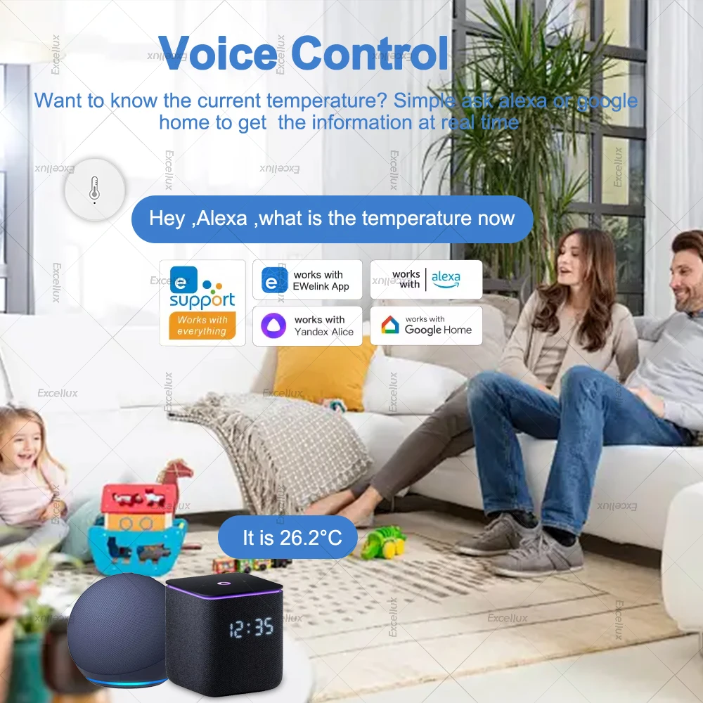 ZigBee-Sensor de temperatura y humedad, Control por voz, termo higrómetro inteligente para el hogar, para EWeLink Gateway, Alexa, Alice Home Assistan - imagen 3