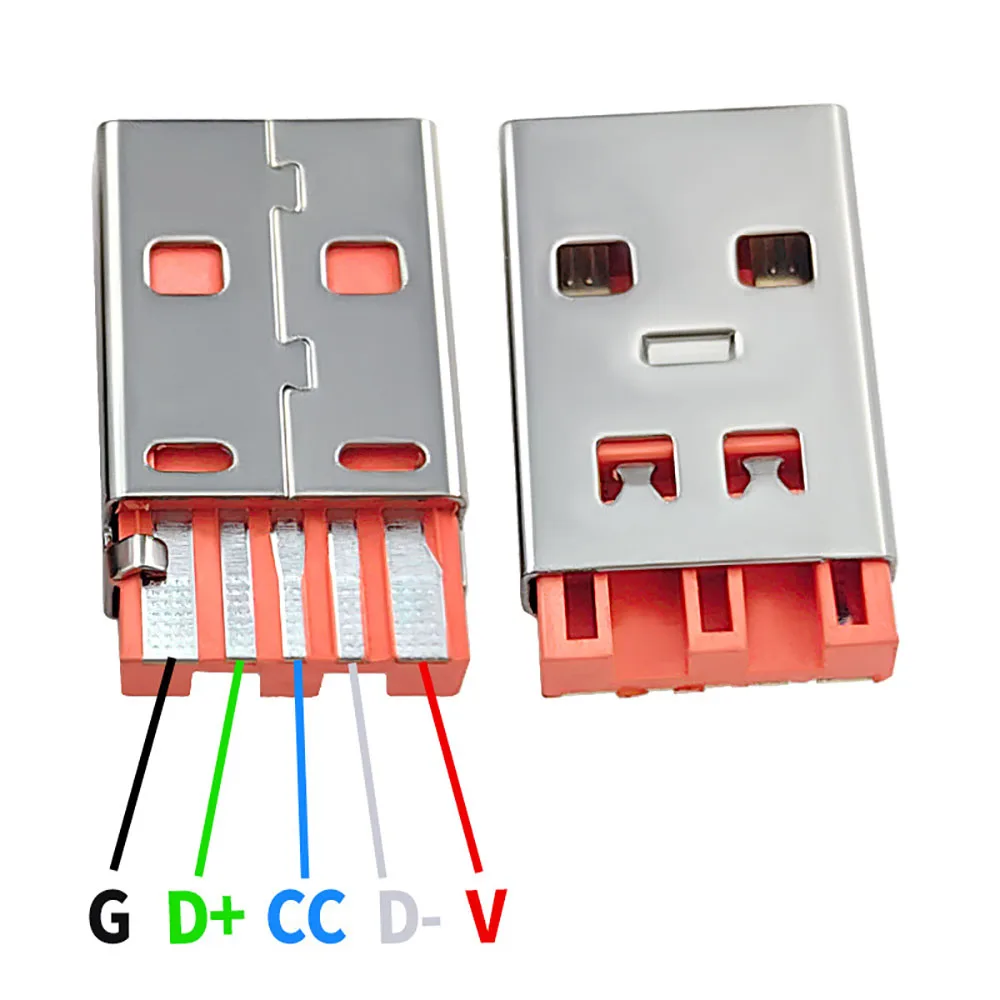 Puerto conector USB tipo C de 5 pines, conector macho de soldadura, enchufe PCB, USB-A tipo 120W/6A, enchufe de alimentación de alta corriente - imagen 3
