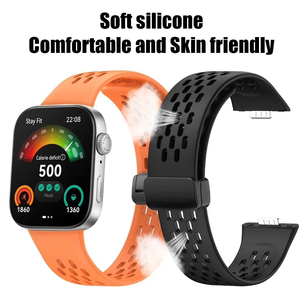Correa magnética de silicona con hebilla plegable D para Huawei Watch Fit 3, Correa para HUAWEI Fit3, pulsera deportiva, Correa de reloj - imagen 3