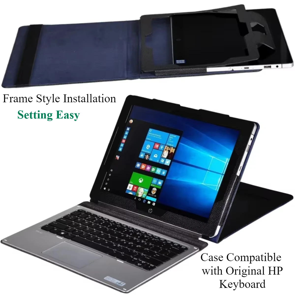 Funda de negocios para tableta HP Elite X2 G8 de 13 pulgadas, Funda de cuero Pu Premium, carcasa trasera con soporte, carcasa protectora a prueba de golpes - imagen 3