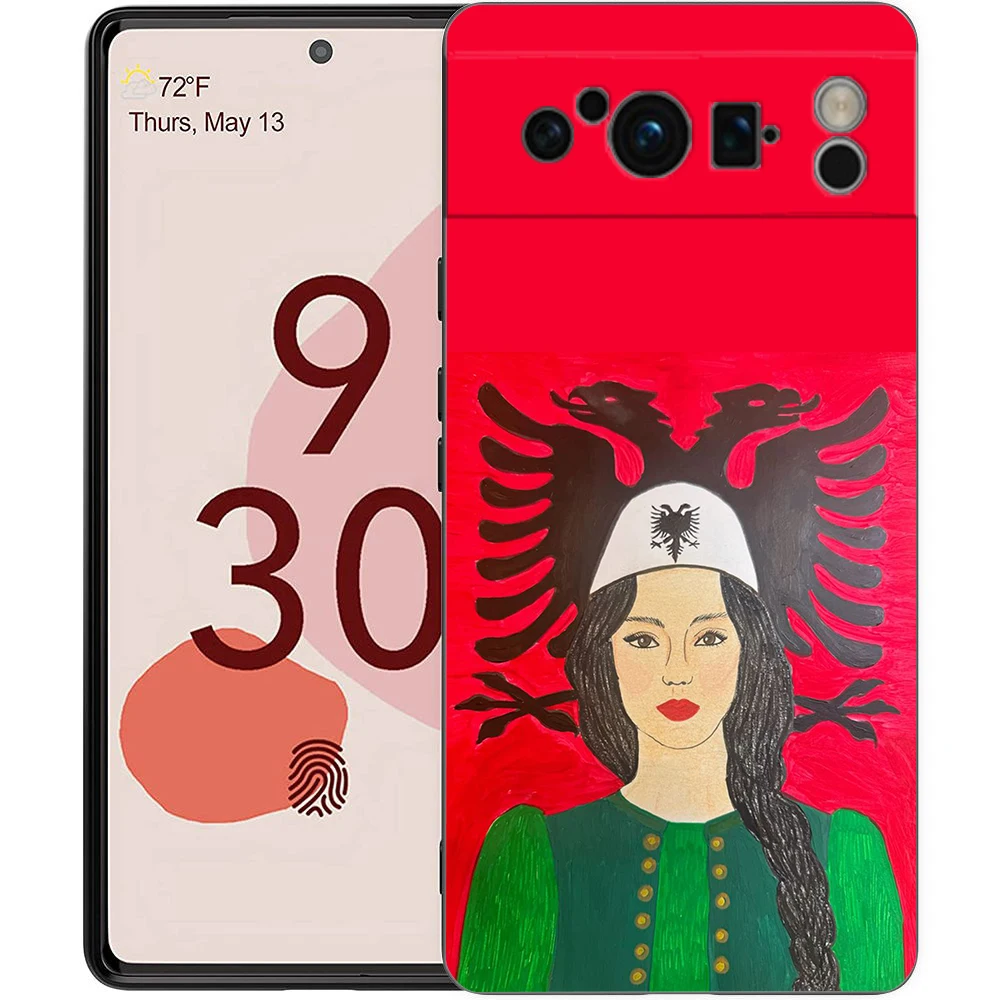 Funda de teléfono con bandera de Albania y Albania para Google Pixel 9 8 7 6 Pro XL 8A 6A 7A 5G, funda negra de TPU suave a prueba de golpes - imagen 5
