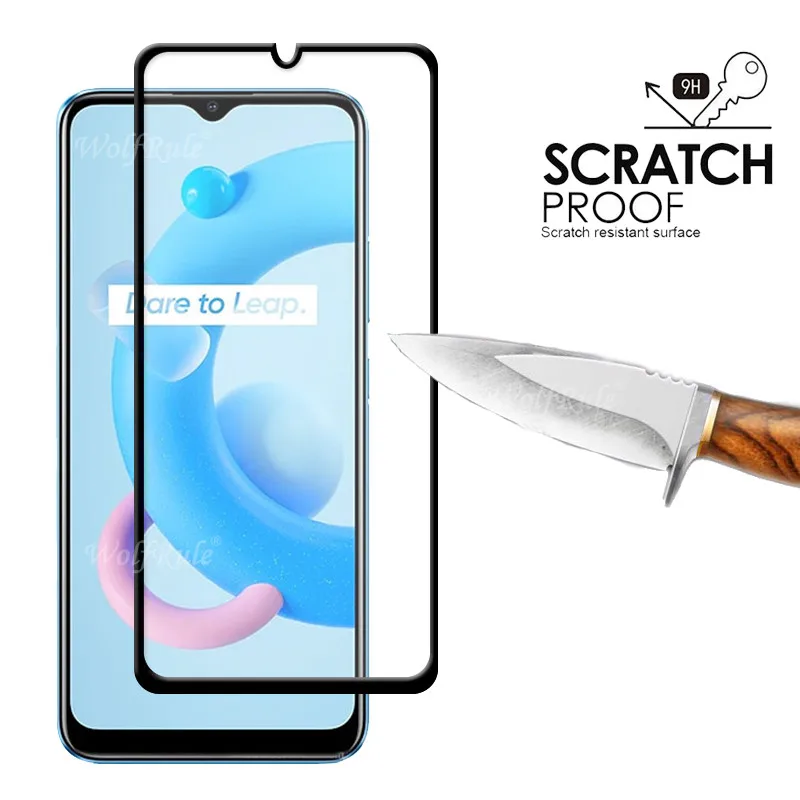 4 en 1 para OPPO Realme C20 vidrio para Realme C20 vidrio templado cubierta completa pegamento Protector de pantalla para OPPO Realme C20 lente vidrio - imagen 4