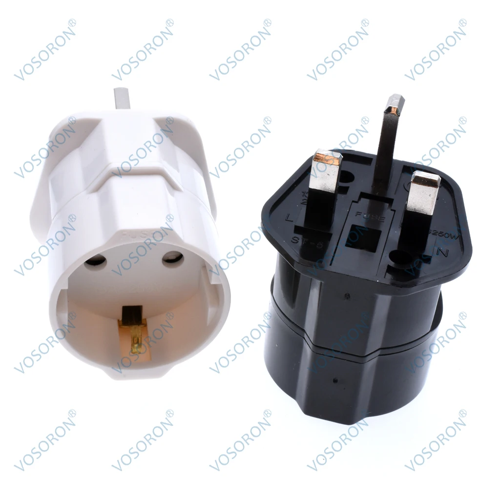 Enchufe Universal UE a Reino Unido de 2 pines a Reino Unido, enchufe de conversión de 3 pines, adaptador de viaje, enchufe de alimentación con protección de seguridad Erdung - imagen 5