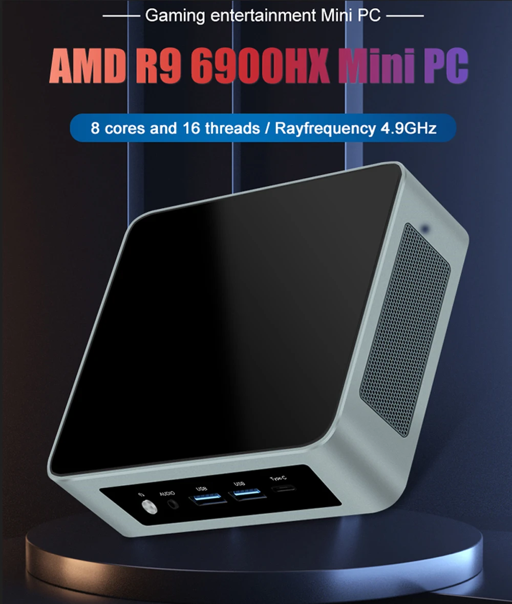 AMD Gamer ordenador Ryzen 9 6900HX 8 Core 2xDDR5 2xLAN 2,5G NVMe USB4 Windows 11 escritorio Oficina/Mini PC doméstico WiFi6E 6800H HTPC - imagen 2