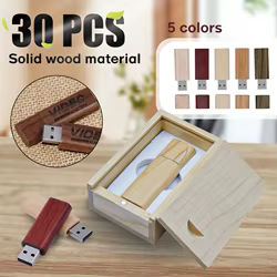 30 unids/lote logotipo personalizado gratis unidad Flash USB de madera de arce + caja Pendrive 8GB 16GB 32GB 64GB 128GB memoria Stick regalo de boda