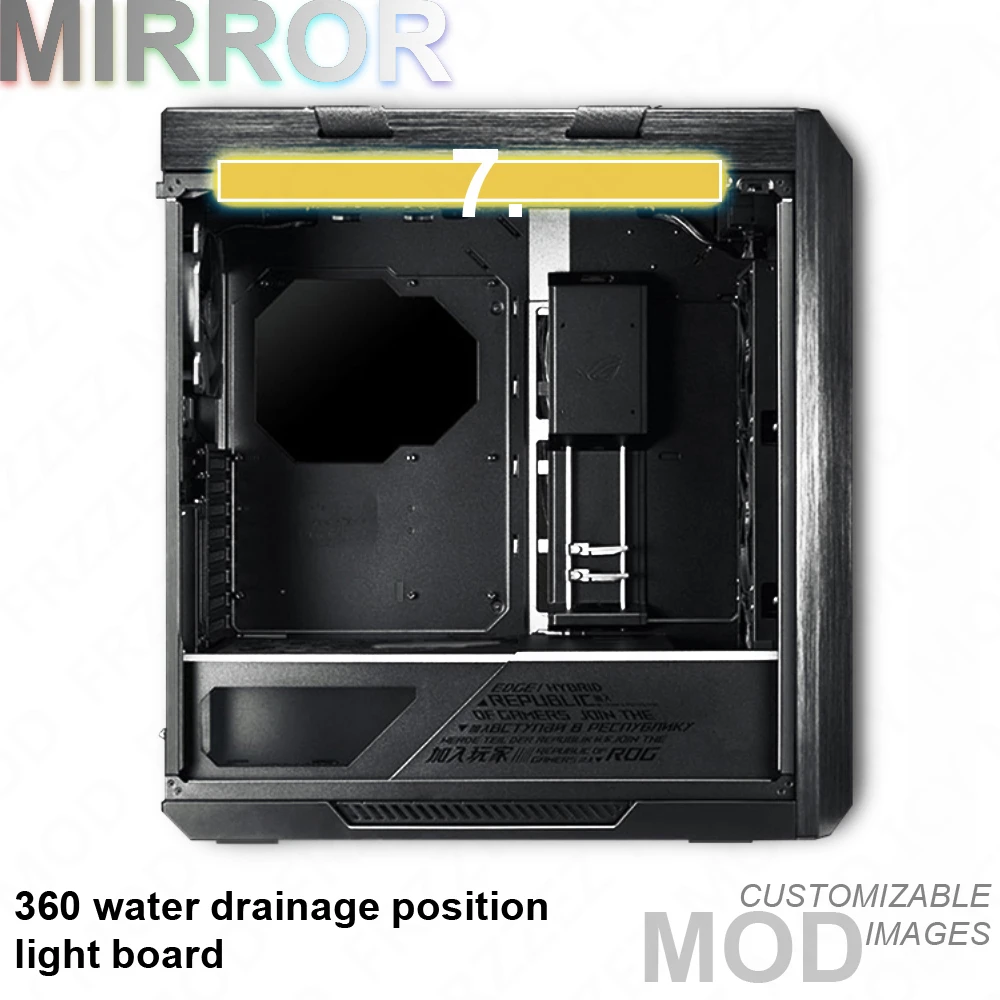 Panel de espejo GX601 ROG Strix Helios, iluminación de chasis, cubierta de PC DIY, ARGB ASUS Strix Republic of Gamers MOD Rainbow Reflection - imagen 5