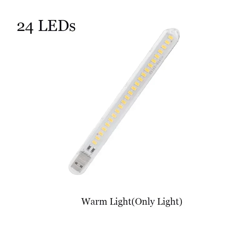 Lámpara blanca cálida USB de 5V, 24 LED CC con manguera Flexible, luz de lectura de libros, iluminación nocturna para iluminación de ordenador - imagen 5