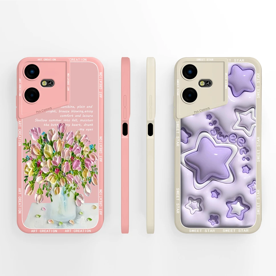 Funda de teléfono para Tecno Pova Neo 3, cubierta trasera de protección de silicona líquida suave, Gato encantador, chica de la suerte - imagen 3