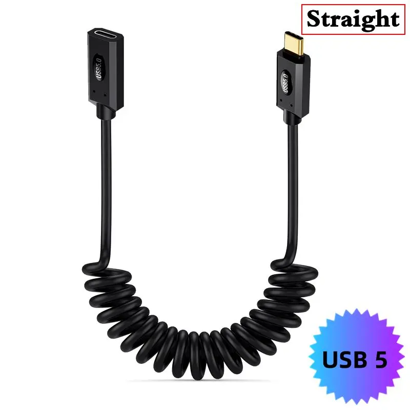 1m 80Gbps resorte telescópico USB 5,0 tipo C línea de extensión macho y hembra 16K 60HZ relámpago multifuncional 240W 5A 40V - imagen 4