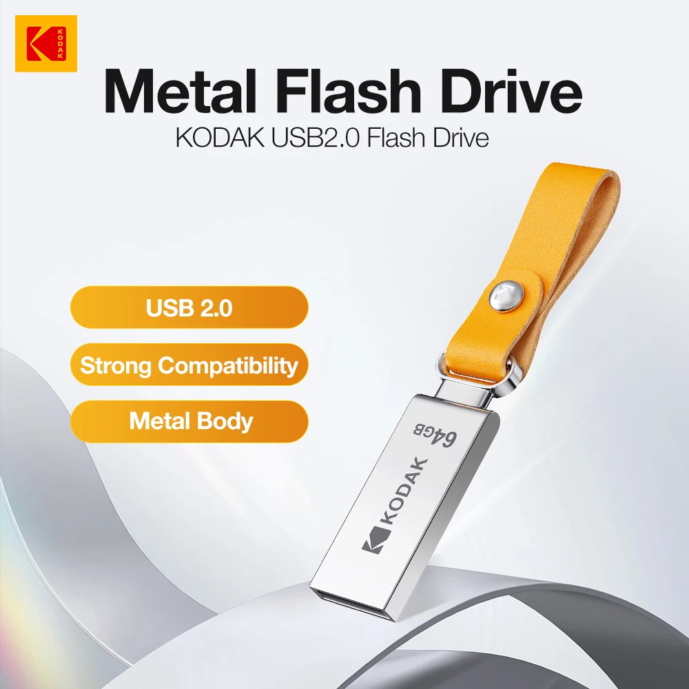 Unidad flash USB 2.0 de metal KODAK K122: disco U de alta velocidad en tamaños de 32 GB, 64 GB, 128 GB para equipos de fotografía y vídeo
