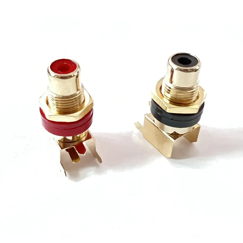 Conector hembra para Audio y vídeo, conector AV RCA de un solo orificio, PCB, niquelado, chapado en oro