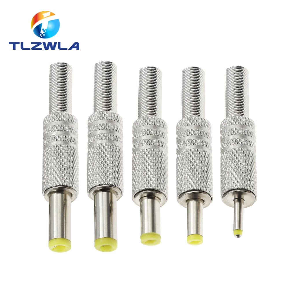 5 uds 5,5X2,5 MM 5,5X2,1mm 4,8X1,7mm conector de alimentación CC enchufe macho adaptador de conector de Metal con cabeza amarilla 4,0*1,7mm 2,5*0,7mm - imagen 2