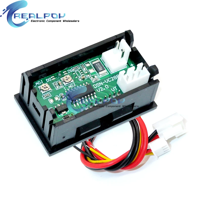 Mini voltímetro con pantalla LED Dual de 0,28 pulgadas, amperímetro, CC 0-100V, 100A, Panel Amp, voltímetro, probador de corriente de voltaje con derivación de 100A 75mV, rojo + azul - imagen 5