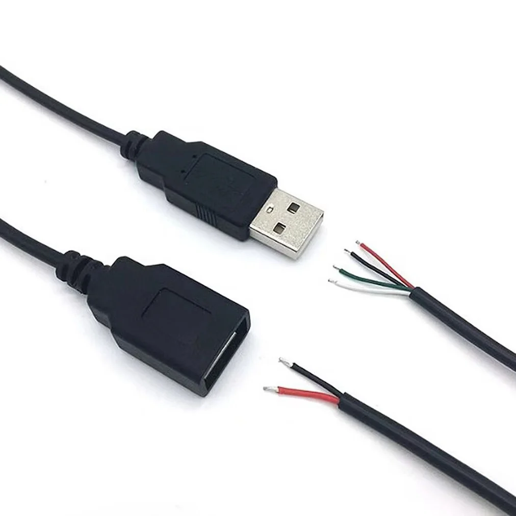 Línea de Cable conector LED USB de 30/60/100/200CM, 2/4 pines, conectores de Cable de conexión de alimentación para tira LED de Color negro de 5V