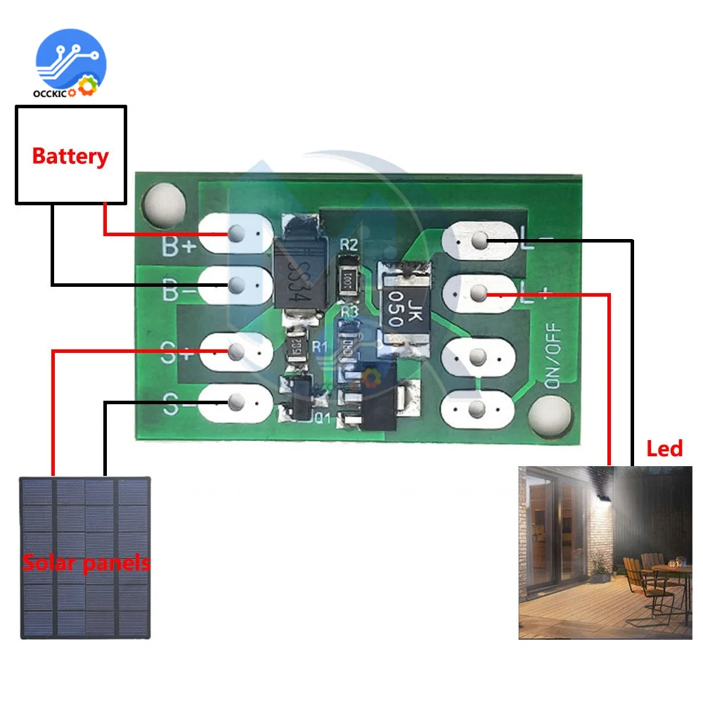 Controlador de carga del generador Solar, interruptor de circuito de Control de luz automático, placa de carga de batería de litio, lámpara de calle pequeña para patio - imagen 2